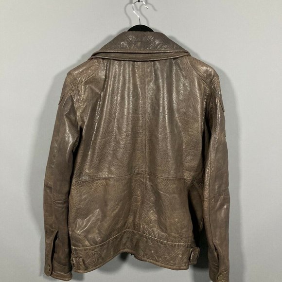 SUPERDRY LEATHER BOMBER TARPIT MOTO NJacket - Medium - Brown - - Picture 4 of 9